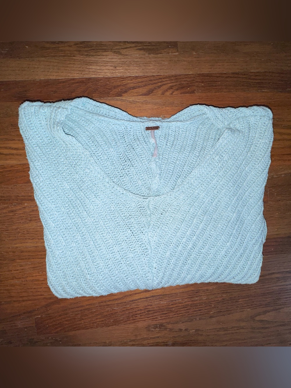 Free People mint green Scoop-Neck Cable Knit Pullover